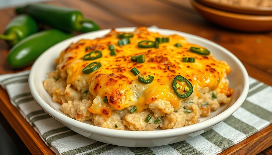 Deep South Jalapeño Cheese Grits casserole with cheddar topping.