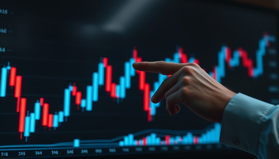 Dynamic financial market graph with hands, artificial crypto trading.