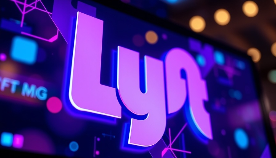 Futuristic Lyft logo with glowing colors, representing Lyft autonomous taxi service.
