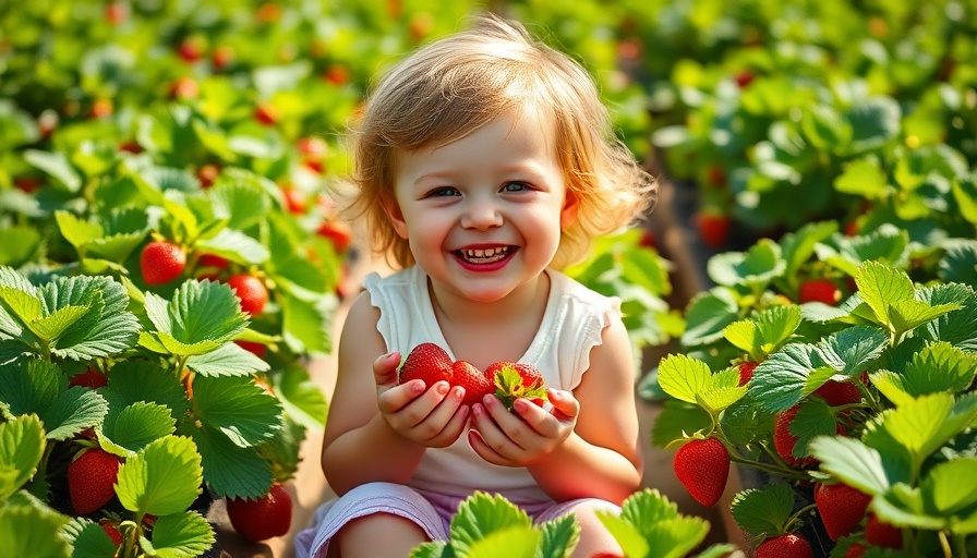 Child enjoying strawberry picking in Bay Area field