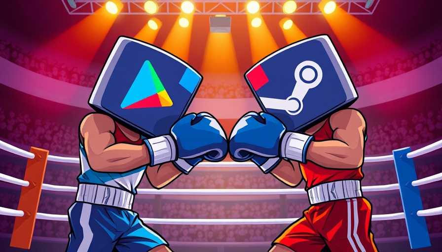 Google Play Games PC competition depicted as a cartoon boxing match.