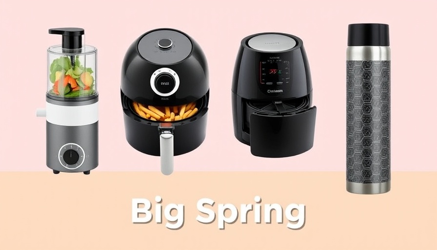Amazon Big Spring Sale Cookware Deals with chopper, air fryer, blender, and thermos.