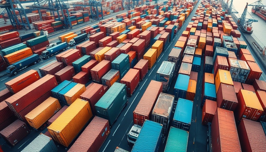 Aerial view of shipping containers highlighting U.S. export control.