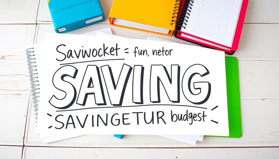 Fun Savings Strategies with colorful binders and playful text.