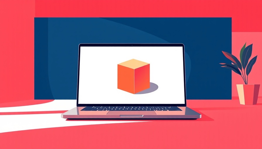 Illustration of laptop screen showing an app package.