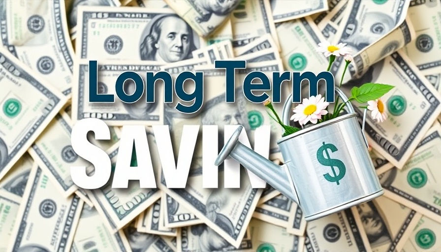 Creative design with 'Long Term Savings' text and dollar bills.