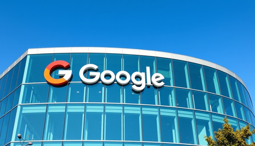 Google building with logo, clear sky, class-action context