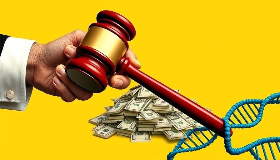 Legal and financial symbols illustrating genetic data privacy.