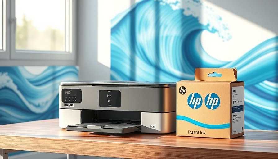 HP printer with Instant Ink box, related to class action lawsuit.