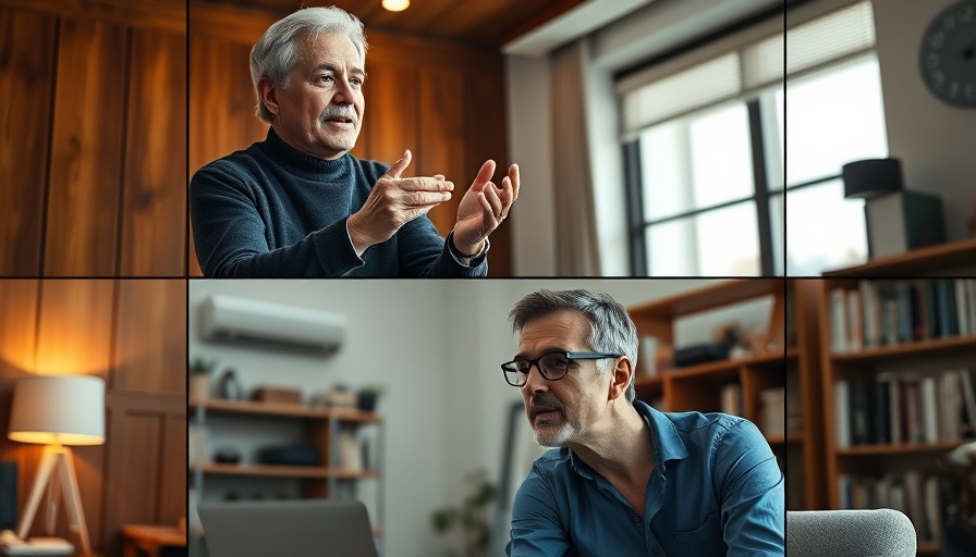 Two men discussing foreign policy in video call.