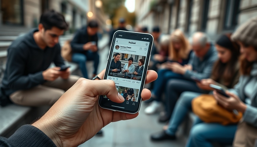 Smartphone with social media app on street, U.S. social media data collection
