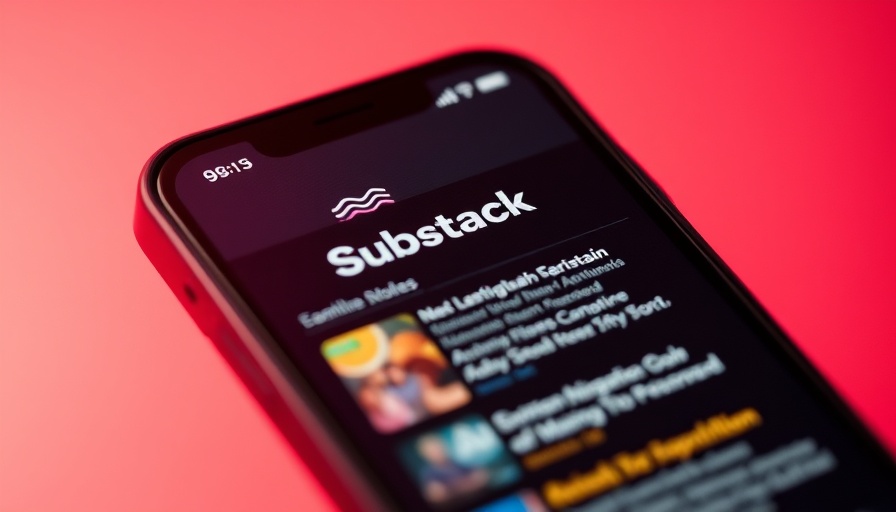 Smartphone displaying Substack app with articles.