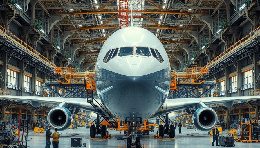 Airplane assembly plant highlighting the impact of tariffs on airplane costs.