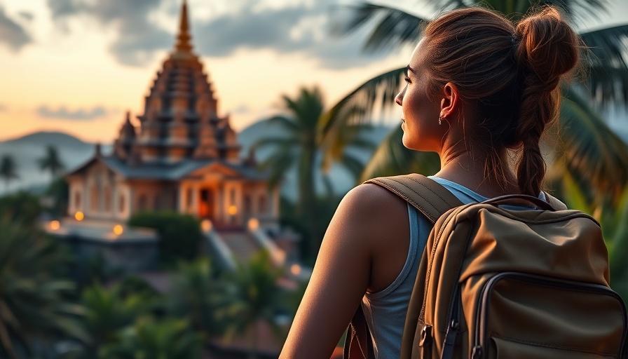 Adventurous woman backpacker exploring golden temple. Confidence-boosting tips for solo travel.