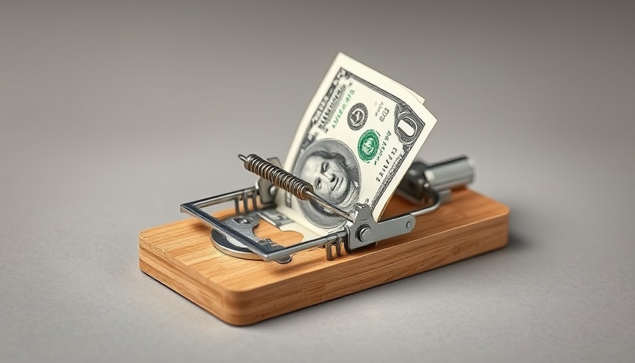 Scambaiting concept: money in a mousetrap symbolizing financial trap.
