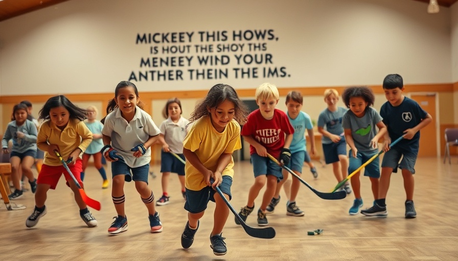 Trusting God's Promises: Children playing indoor hockey in a church setting.