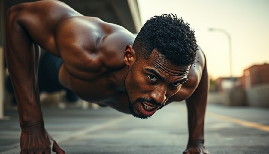 Athlete performing a burpee push-up outdoors.