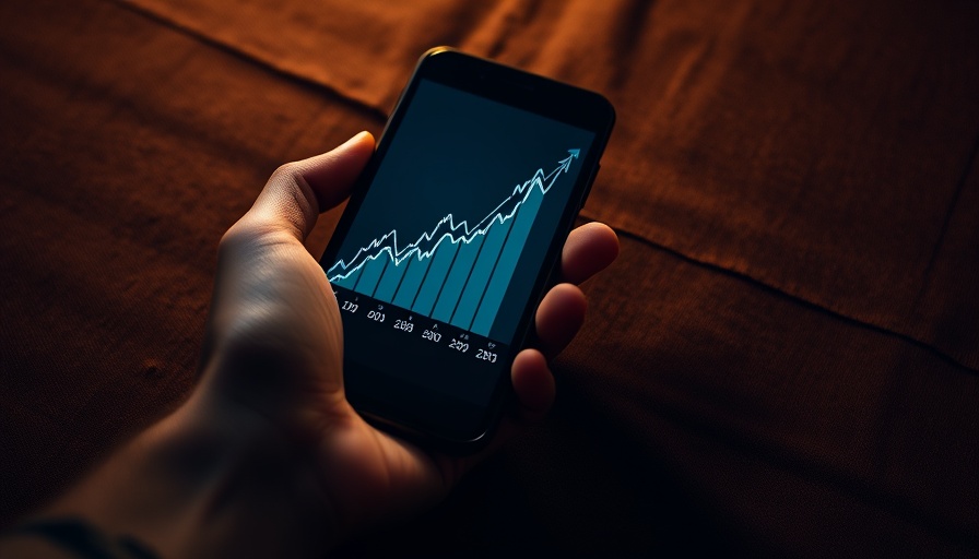 AI-Driven Qualitative Research represented by smartphone with upward financial graph.