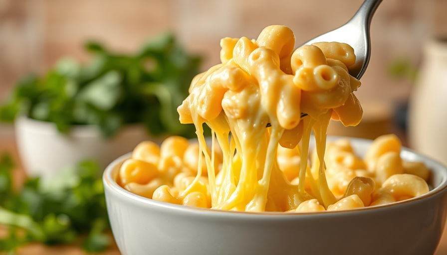 Cheesy Tini’s Mac and Cheese being scooped, vibrant kitchen.