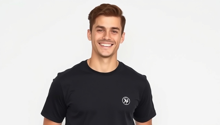 Young man in black shirt smiling confidently