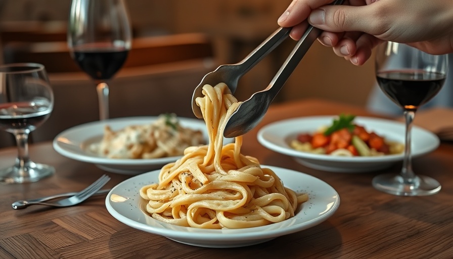 Casual dining with creamy pasta being served, packaged pastas that taste homemade.