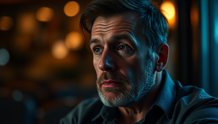Reflective man in ambient light, symbolizing American manufacturing job transition.