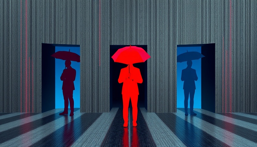 Abstract illustration symbolizing 2025 tech layoffs with silhouetted figures.