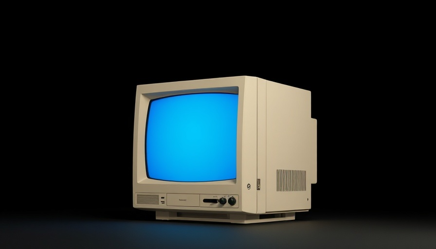 Retro CRT monitor showing blue screen error, minimalistic display.