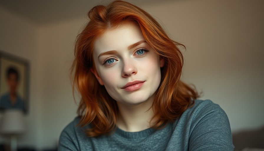 Casual red-haired person indoors with dynamic pricing tattoo.