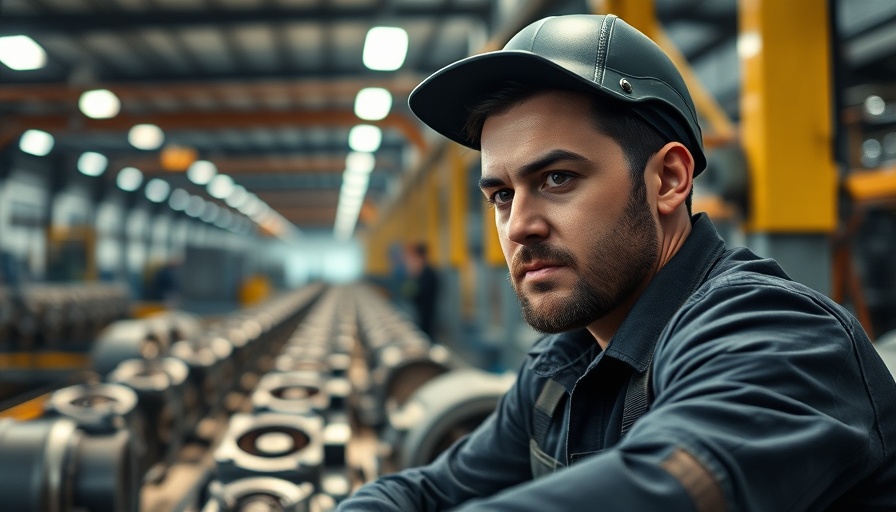 Industrial worker using machinery in auto parts factory, highlighting tariffs impact.