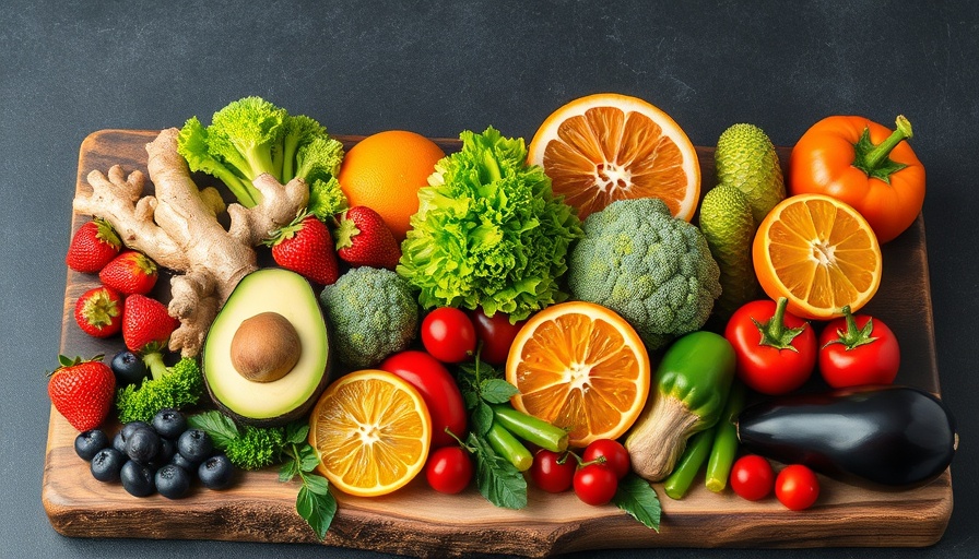 Colorful fruits and vegetables boosting mood for optimal health.
