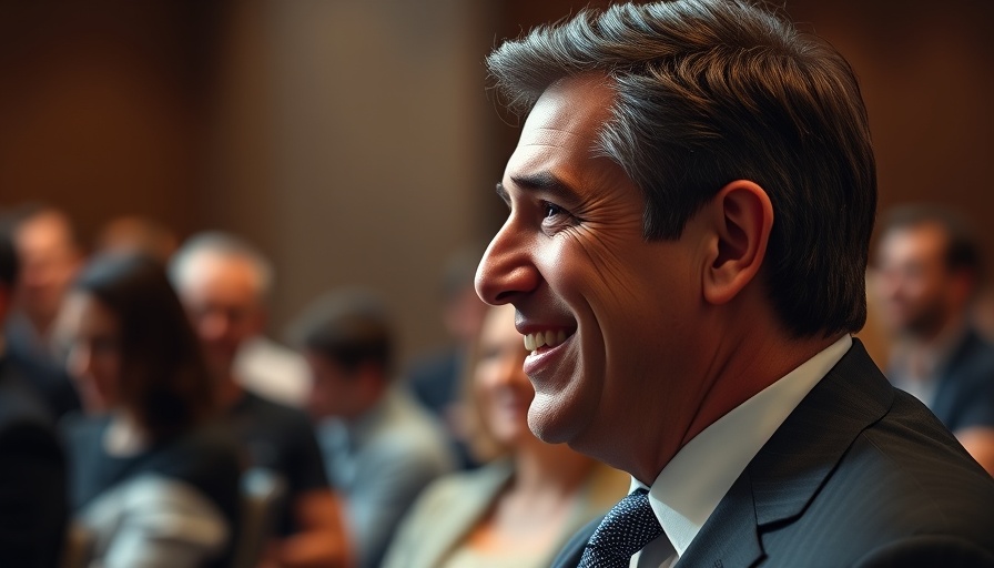 Confident gentleman at conference discussing IBM's financial resilience