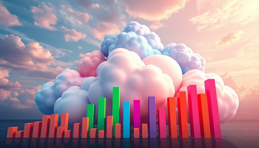 Dynamic visual of cloud optimization for business with data charts and digital clouds.