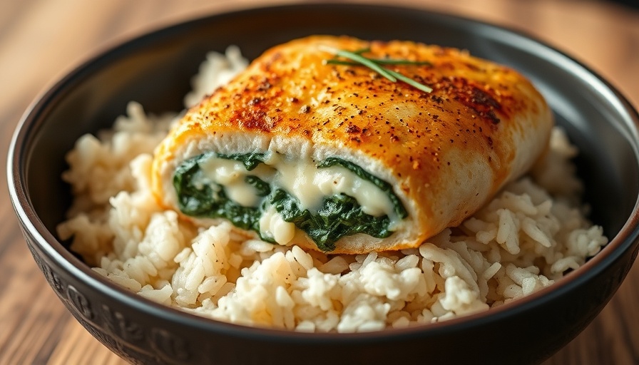 Easy casserole idea for weight loss: stuffed chicken with spinach and rice.