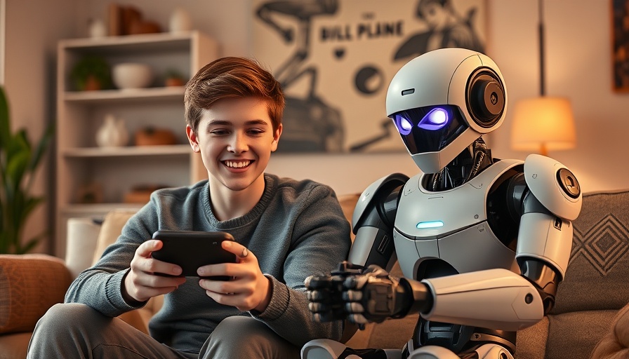 Young person and robot gaming, showcasing video games' impact on AI development.