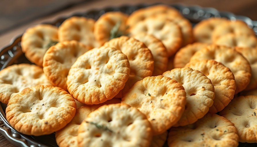 Crispy homemade crackers on a tray as healthy snack alternatives