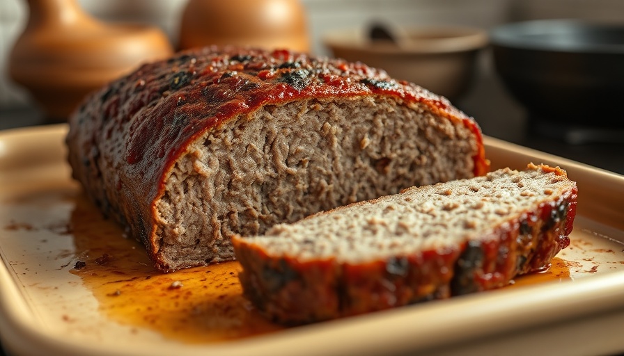 Juicy sliced meatloaf on beige tray, best meatloaf recipe.