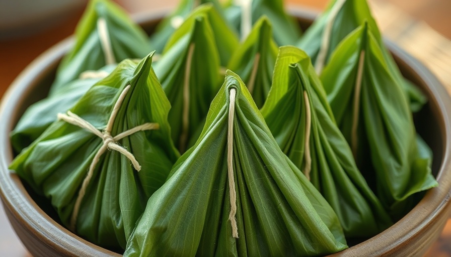 Lucy Wang's Zongzi wrapped and tied with string in a bowl.