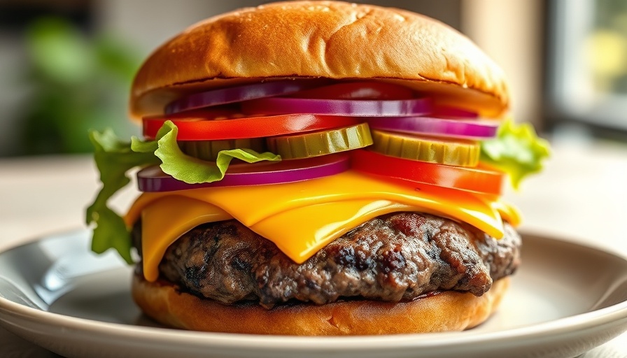 Juicy gourmet burger high protein meal with cheese and fresh toppings
