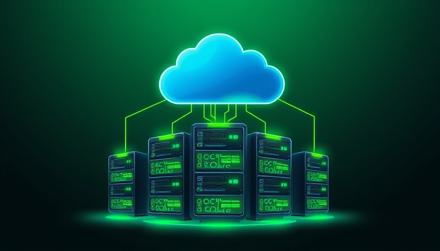 Abstract digital illustration depicting free online storage services with cloud and servers.