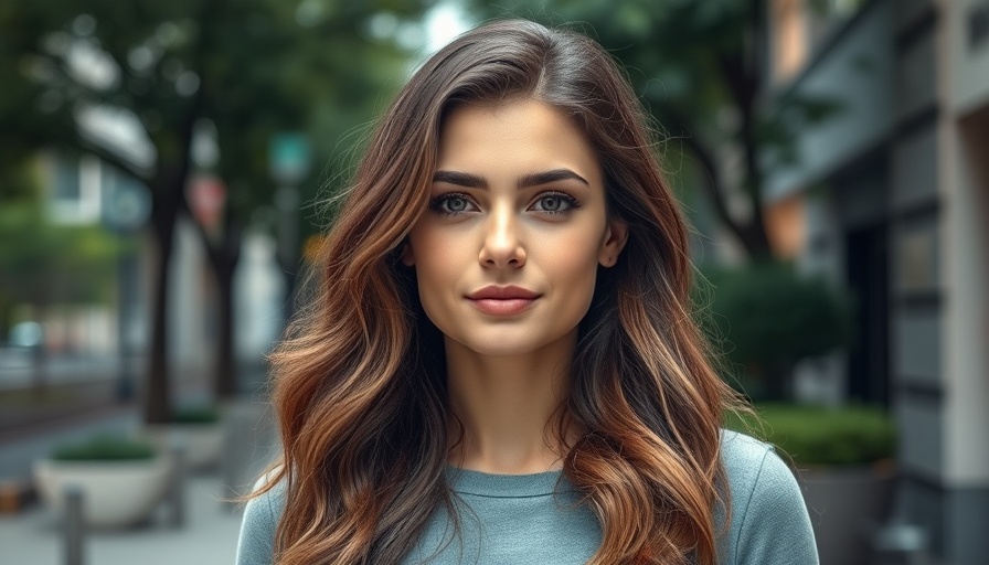 Woman with curly hair standing outdoors, urban background.