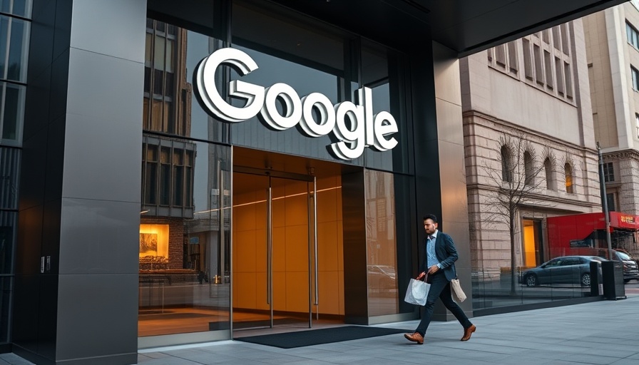 Google office entrance with a passerby, relevant to break up Google's ad tech business.