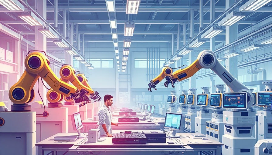 Illustration of adaptive production in a futuristic factory environment for small businesses