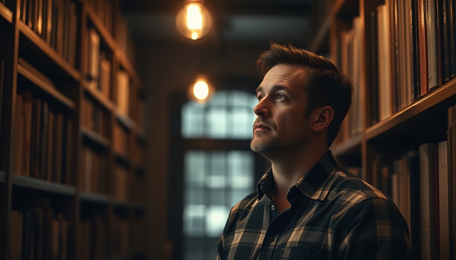 All sin is the same concept with contemplative man in warm-lit library.