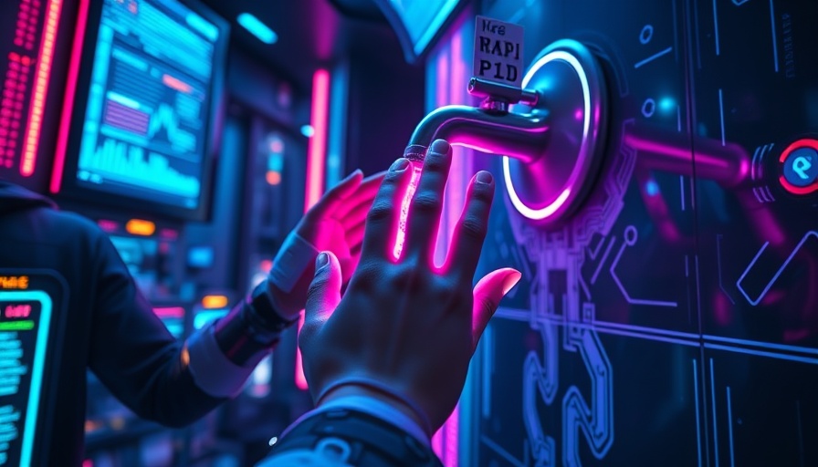 AI Futures Fund concept with coins flowing from a neon-lit faucet.