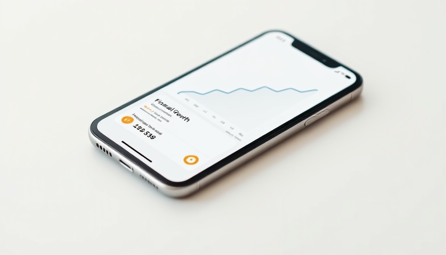 Sleek smartphone with investment graph for Stash funding announcement.