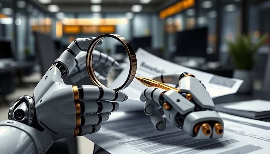 AI Model Diversity in Business Operations: Robotic hands examining documents.