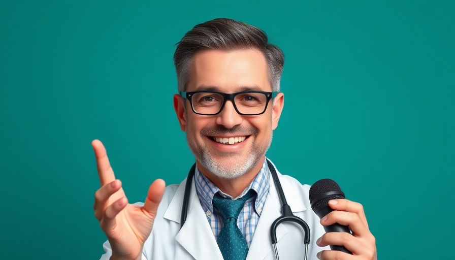 Podcast cover discussing vitamin E supplements with a smiling doctor.