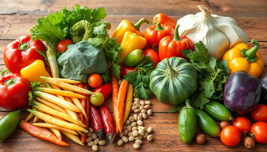 Colorful fresh vegetables and legumes for increased life expectancy.