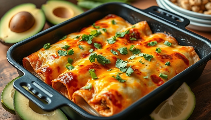 Low-carb enchiladas with avocado and lime.
